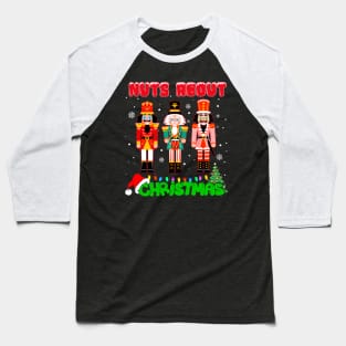 Retro Groovy Christmas 2023 Nuts About Christmas Nutcracker Baseball T-Shirt